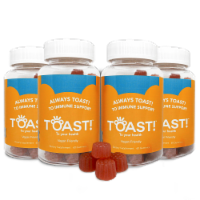 Toast! Immune Support Dietary Supplement, Raspberry, 60 Gummies - 4 Bottle