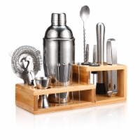 Touch of Mixology Premium 14 Piece Stainless Steel Bartender Kit with Bamboo Stand