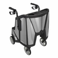 Motivo Tour Rolling Walker for Seniors, 4-Wheel Upright with Seat, Storage, Pure Silver