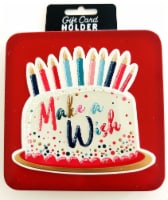 Surface Packaging Red Make a Wish Cake Square Gift Card Holder Tin Perspective: Main