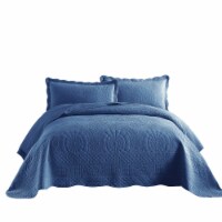 MarCielo 3 PCS 100% Cotton Oversized Bedspread Quilt Set Embroidery TF-Queen Perspective: Main