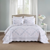 Marcielo 3-Piece 100% Cotton Geometric Oversized Bedspread Set Lightweight Quilt Set Queen Perspective: Main