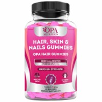 OPA NUTRITION Hair, Skin & Nail Gummies, 5000mcg Biotin, Stronger Faster Growth - 60 Ct