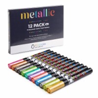 PENGUIN ART SUPPLIES Liquid Chalk Markers Set of 12 Metallic Colors - 3mm Fine Tip