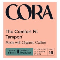 Tampax Pure Cotton 100% Organic Cotton Core Tampons Regular Absorbency  Unscented, 24 count - Gerbes Super Markets