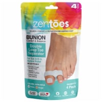 ZenToes Toe Separators with 2 Loops - Pack of 4 Soft Gel Bunion Correctors (White)