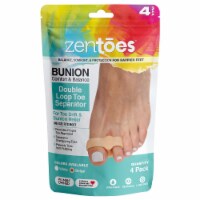 ZenToes Toe Separators with 2 Loops - Pack of 4 Soft Gel Bunion Correctors (Beige)