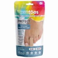 ZenToes Toe Caps Closed Toe Fabric Sleeve Protectors with Gel Lining - 5 Pack (Size Medium)