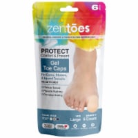 ZenToes 6 Pack Gel Toe Caps - Cushions and Protects Big Toes from Rubbing - (Large, Beige)