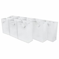 Occasionall Designer Large White Paper Gift Wrap Bags With Handles Solid Colors 12Pcs 10x5x13