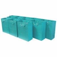 Occasionall Designer Turquoise Paper Gift Wrap Bags with Handles Solid Colors 12Pcs 7.5x3.5x9