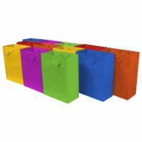 Occasionall Designer Large Multi-Color Neon Paper Gift Wrap Bags with Handles 12Pcs 10x5x13x5