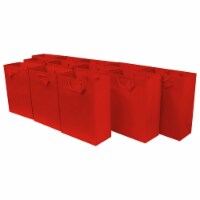 Occasionall Designer Red Paper Gift Wrap Bags with Handles Solid Colors Bulk 12 Pcs 10x5x13x5