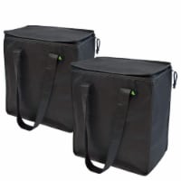 12.5x7.75x14" 2 Insulated Reusable Grocery Bags, Thermal Shopping Tote w/ Zippered Top