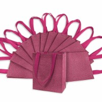 Medium Red Gift Bags with Handles, Reusable Tote, Glitter Metallic Bling Shimmer
