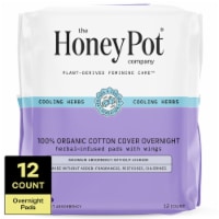 The Honey Pot Overnight Pads with Wings 100% Organic Cotton Cover Heavy  Absorbency Herbal Infused, 12 ct - Kroger