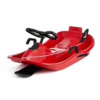 Slippery Racer Downhill Derby Kids Toddler Steerable Plastic Snow Sled, Red