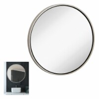 Hamilton Hills 32  Silver Leaf Circle Wall Mirror | Large Wooden Mirror for Wall Decor