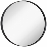 Hamilton Hills 30  Black Round Mirror | Brushed Metal Framed Classic Design