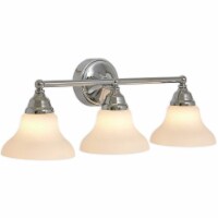 Triple Fanned Glass Shade Light Classic Polished Silver Vanity Fixture LED