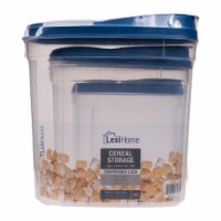 3 Piece Plastic Cereal Dispenser Dry Food Storage Container Set, Blue