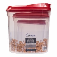 3 Piece Plastic Cereal Dispenser Dry Food Storage Container Set, Red