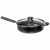 11 Inch Carbon Steel Deep Fryer with Tempered Glass Lid, Black