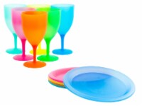 12-Piece Colorful Plastic Dinnerware