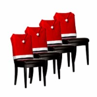 Lexi Home 4-Piece Christmas Holiday Santa Hat Chair Covers Set