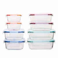 Premium Borosilcate Glass Meal Prep Food Containers with Snap Locking Lids, 16 Piece Set