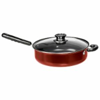 11 Inch Carbon Steel Deep Fryer with Tempered Glass Lid, Red