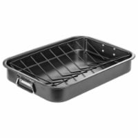 Non-Stick Carbon Steel Roasting Pan with Rack, V Shape Rack