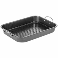 Non-Stick Carbon Steel Roasting Pan with Rack, Flat Rack