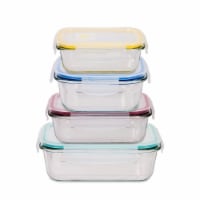 Premium Borosilcate Glass Meal Prep Food Containers with Snap Locking Lids, 8 Piece Set