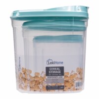 3 Piece Plastic Cereal Dispenser Dry Food Storage Container Set, Aqua