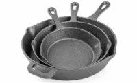 Heavy Duty Pre Seasoned Cast Iron Frying Pan, 3 Piece Set