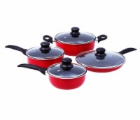 8 Piece Petite Aluminum Non-Stick Cookware Set, Red and Black