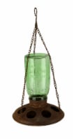 Green Glass Mason Jar Rusty Metal Tray Round Hanging Wild Bird Feeder Small