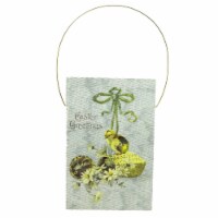 Easter Easter Greetings Plaque Pressed Wood Basket Chick Dasies E11