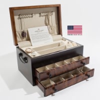Flaming AMISH Birch Two-Drawer Jewel Chest Soft-Suede Linings