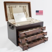 Flaming AMISH Birch, Three-Drawer Jewel Chest Soft-Suede Linings