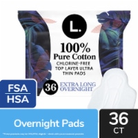 L. Chlorine Free Organic Cotton Ultra Thin Pads with Wings Overnight  Absorbency, 36 count - Pick 'n Save