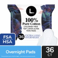 L. Chlorine Free Organic Cotton Ultra Thin Pads with Wings Overnight  Absorbency, 36 count - Harris Teeter