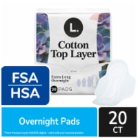 L. Cotton Top Layer Extra Long Maxi Pads Overnight Absorbency with Wings Unscented Perspective: Main