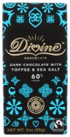 Divine Chocolate 60% Cocoa Dark Chocolate with Toffee and Sea Salt Bar