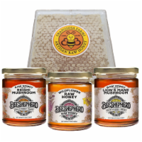 Mushroom Honey Bundle ; Lion's Mane, Reishi, Wildflower + Honeycomb (3 x 12oz Jars + comb)