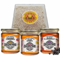 Honey Bundle; Black Elderberry, Golden Turmeric, Wildflower + Honeycomb (3 jars )