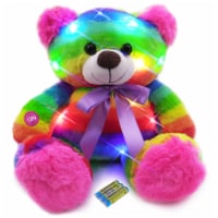 Rainbow Lites LED Light Up Rainbow Teddy Bear Glow Plush Stuffed Animal 16 inch