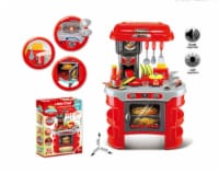 Kitchen Set RED with music and light, cookware and plastic food 33 PCS