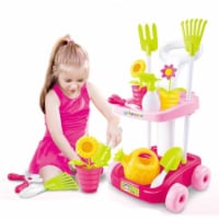 Home Garden Tool Set for kids Toys With Tool Cart in Pink